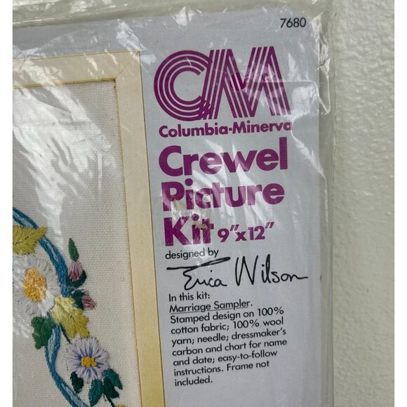 Vintage Columbia Minerva Crewel Craft Kit Marriage Sampler 1976 Floral - Picture 4 of 13